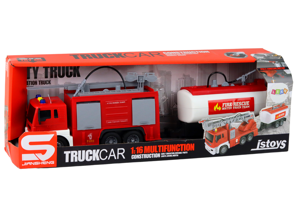 Camião de Bombeiros com Reboque Luzes e Sons 1:16