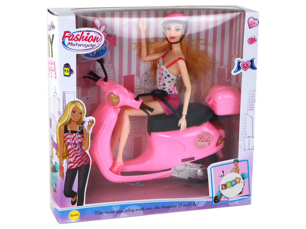 Conjunto Boneca com Scooter Rosa e Elementos Articulados