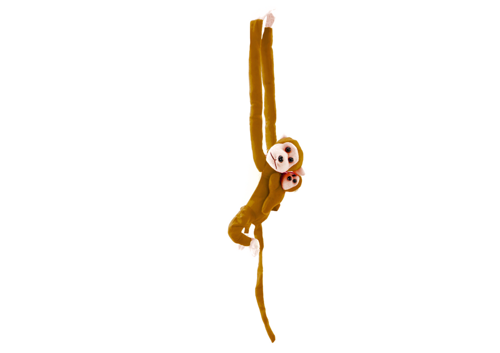 Macaco Peluche com Bebé Castanho Escuro 70cm