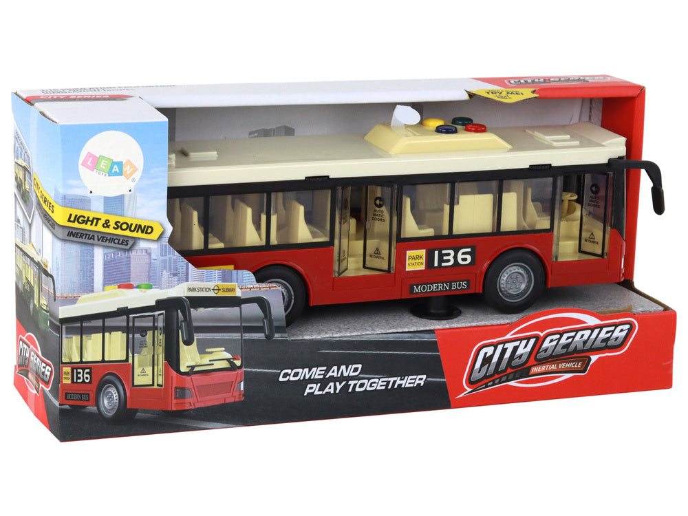 Autocarro Urbano a Pilhas com Luzes e Sons Vermelho 1:16