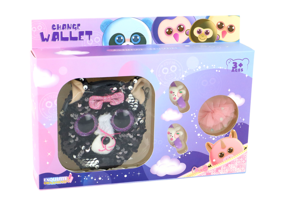 Conjunto Carteira e Botões de Punho para Menina Kitty 4 Peças