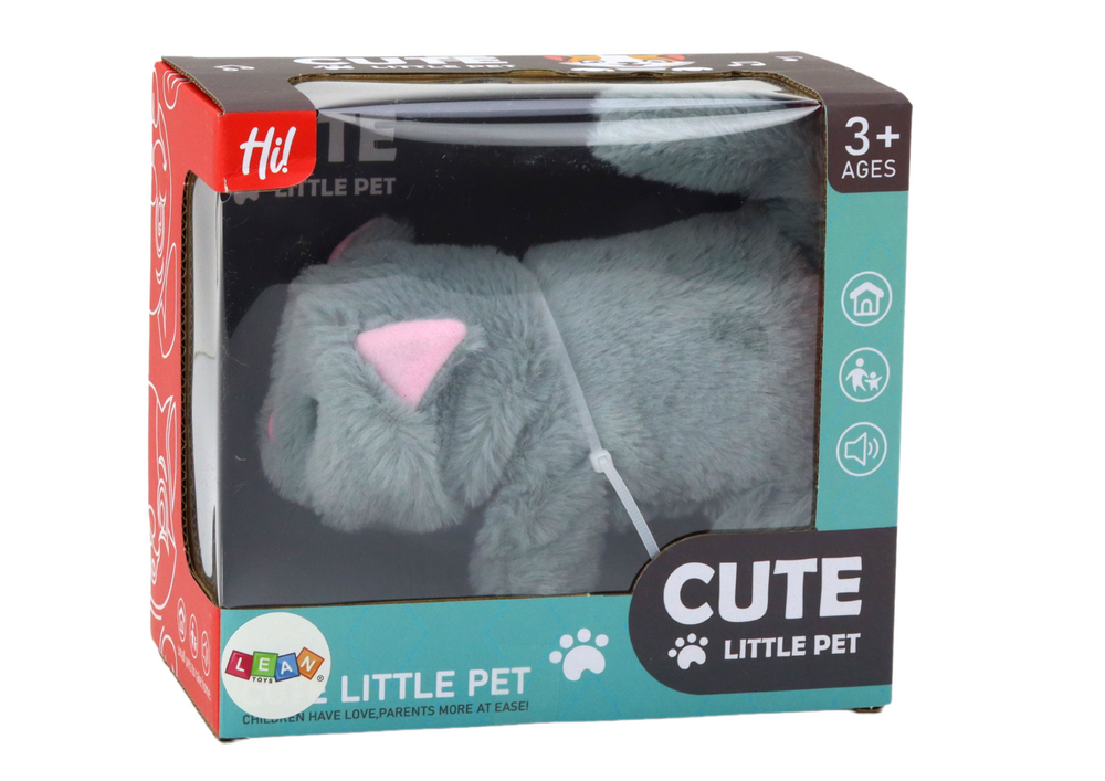 Peluche gato interativo anda e mia cinza