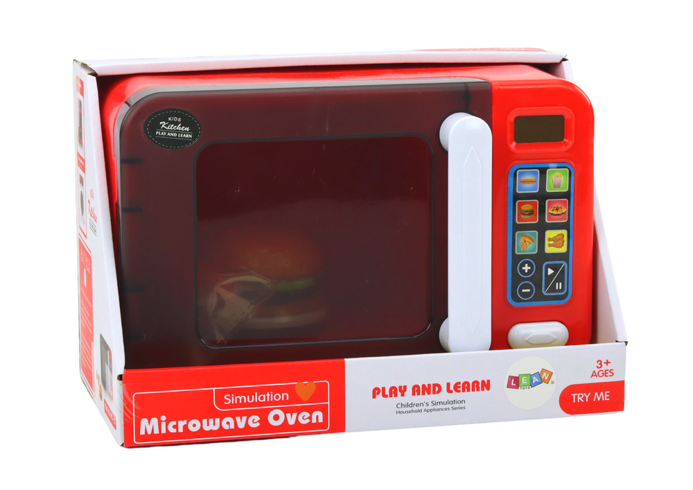 Micro-ondas brinquedo vermelho com acessórios