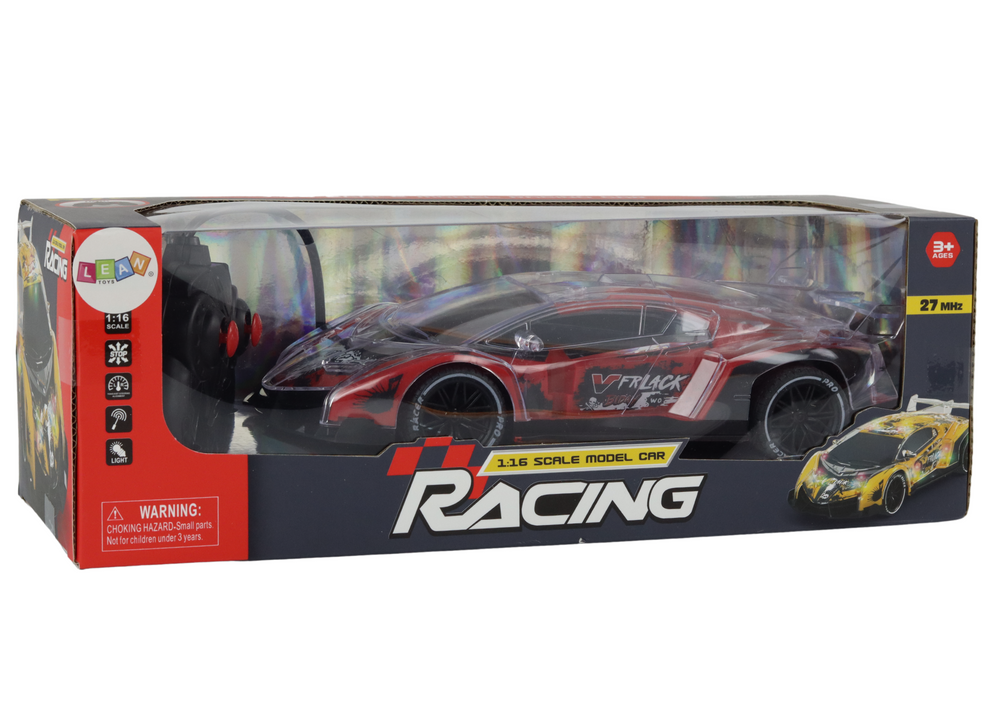 Carro desportivo RC 1:16 vermelho com luzes
