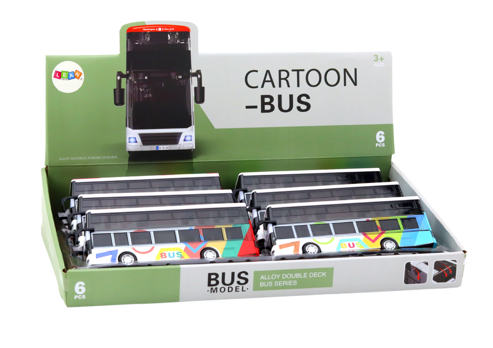 Autocarro dois andares metal luzes sons colorido (1 unidade, sortido)