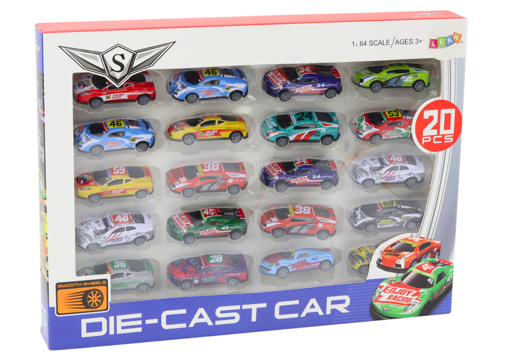 Conjunto carros desportivos com molas 1:64 20 peças
