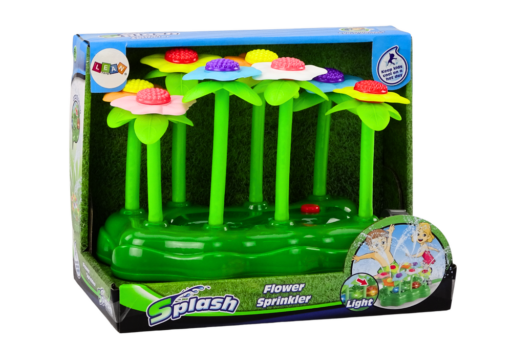 Aspersor infantil flores com luz para jardim