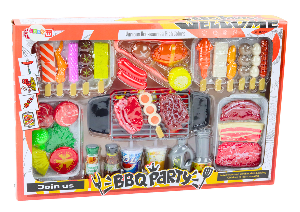 Conjunto churrasco festa alimentos bebidas legumes 40 peças