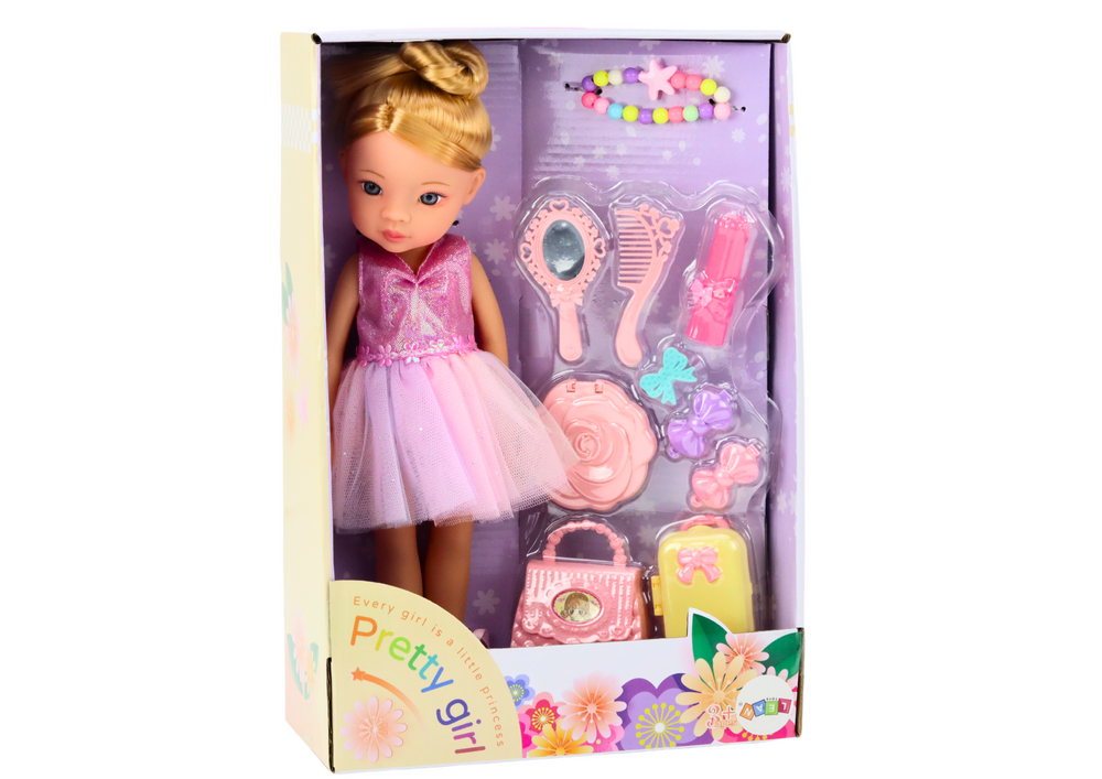 Boneca bailarina com acessórios vestido rosa