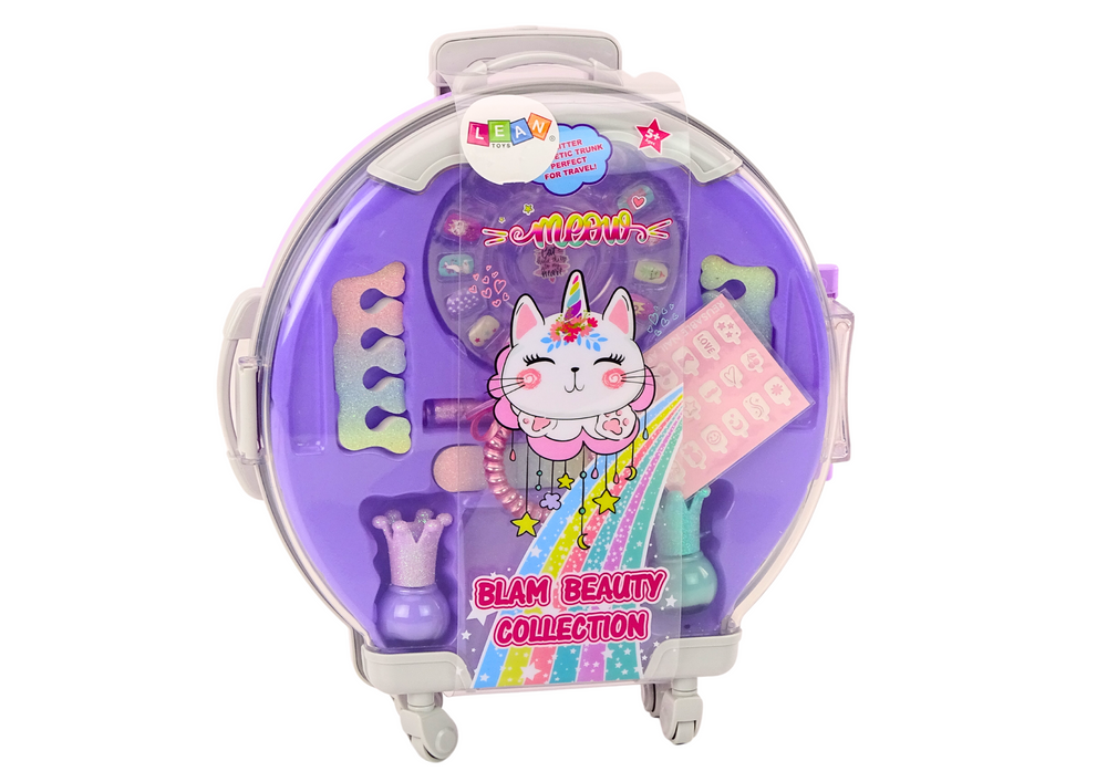 Conjunto cosmética manicure mala maquilhagem roxa 9 peças