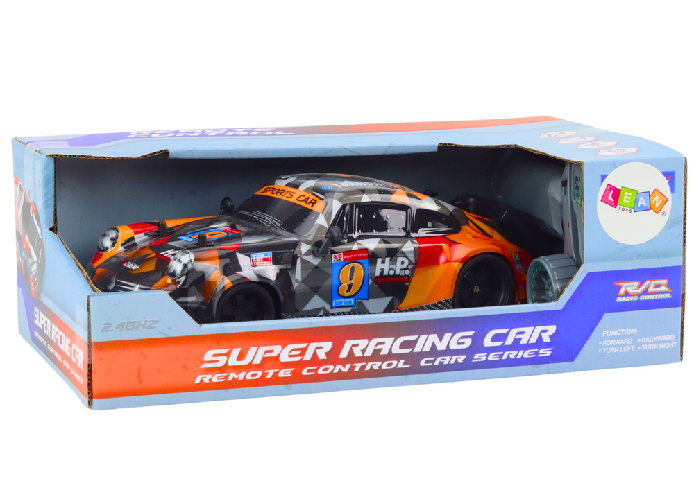 Carro RC 1:18 drift rodas borracha laranja