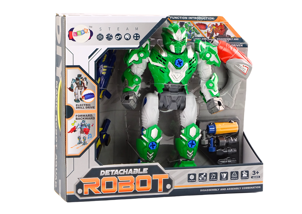 Robot desmontável com berbequim luz e som verde