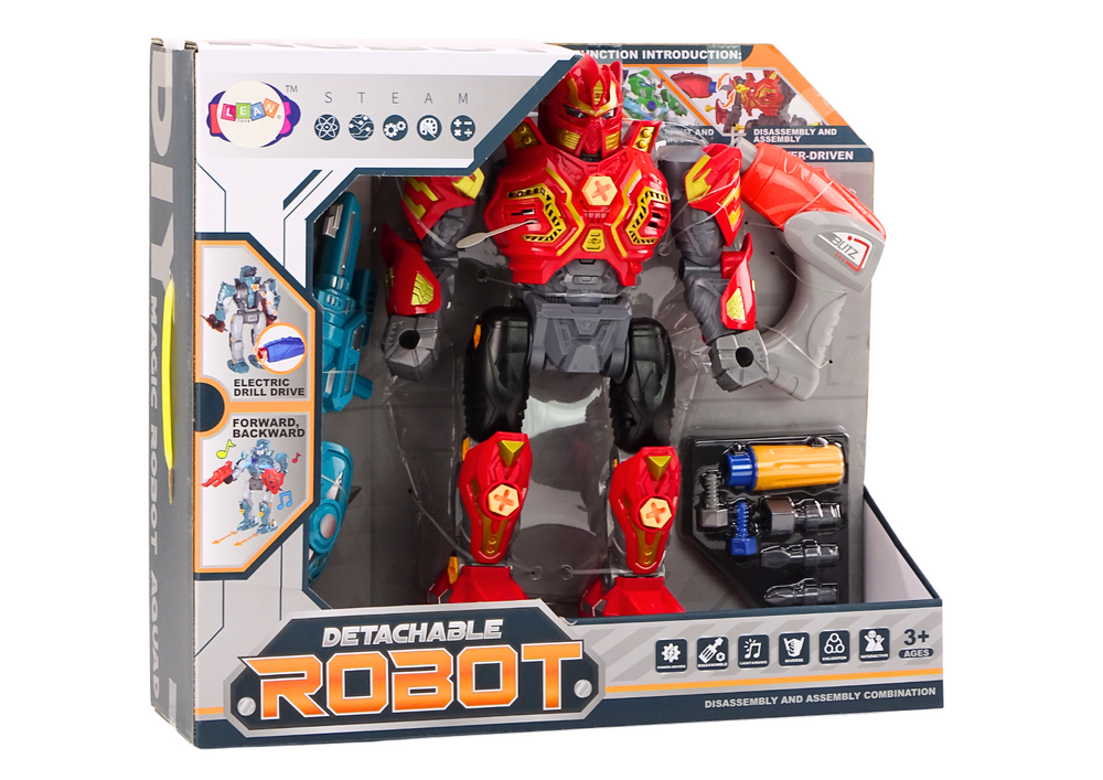 Robot desmontável com berbequim luz e som vermelho