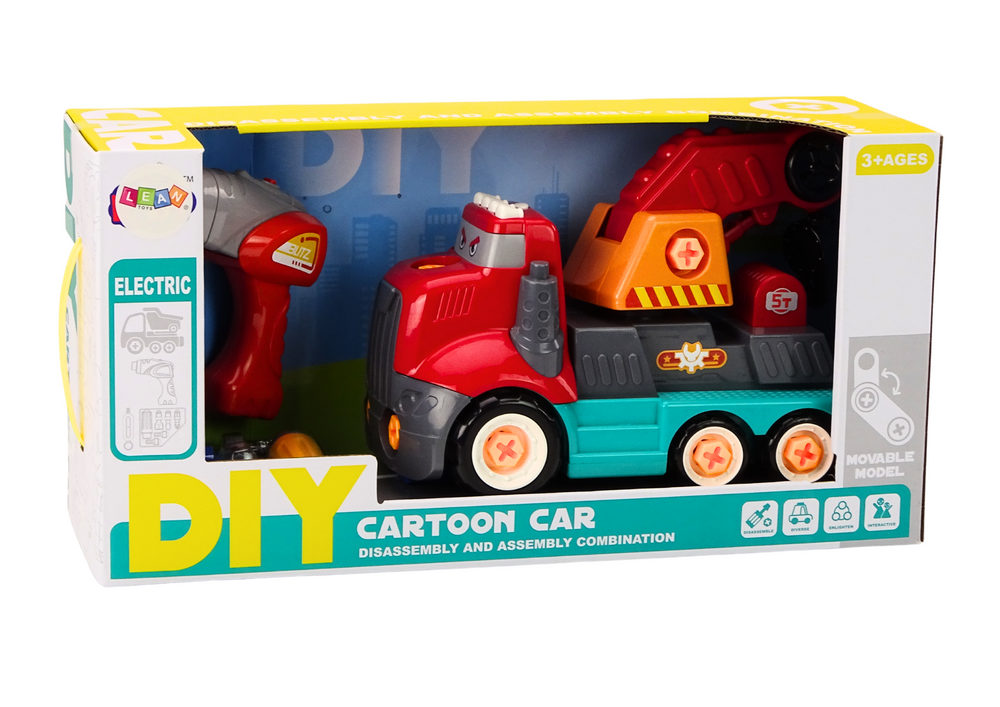 Camião com gancho desmontável DIY grua vermelha