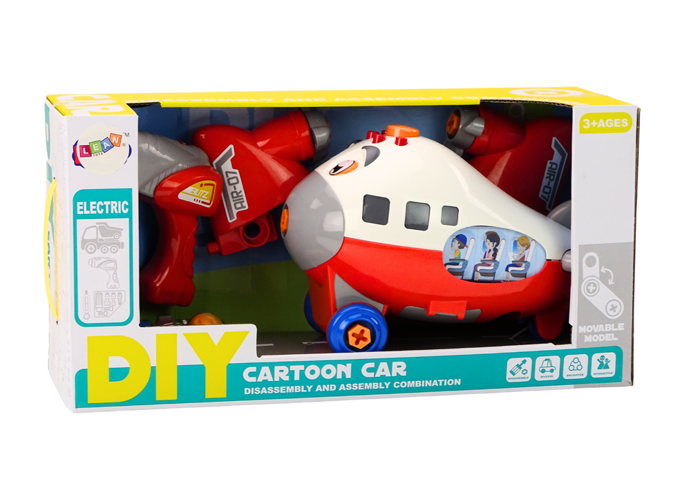 Avião cartoon desmontável asas rotativas DIY vermelho