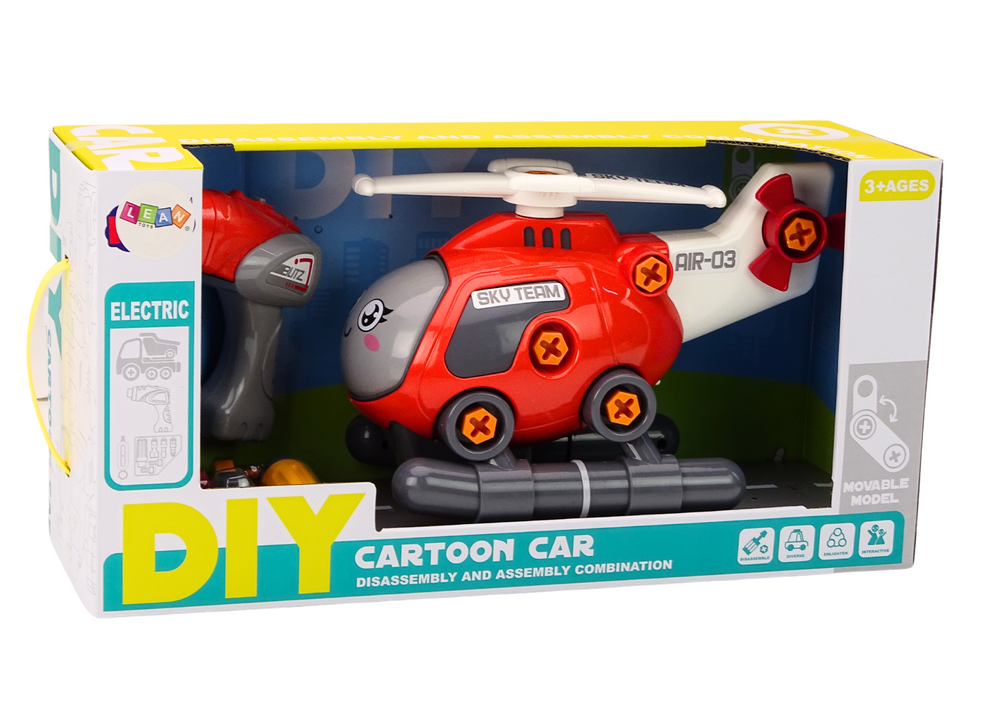 Helicóptero cartoon desmontável DIY vermelho