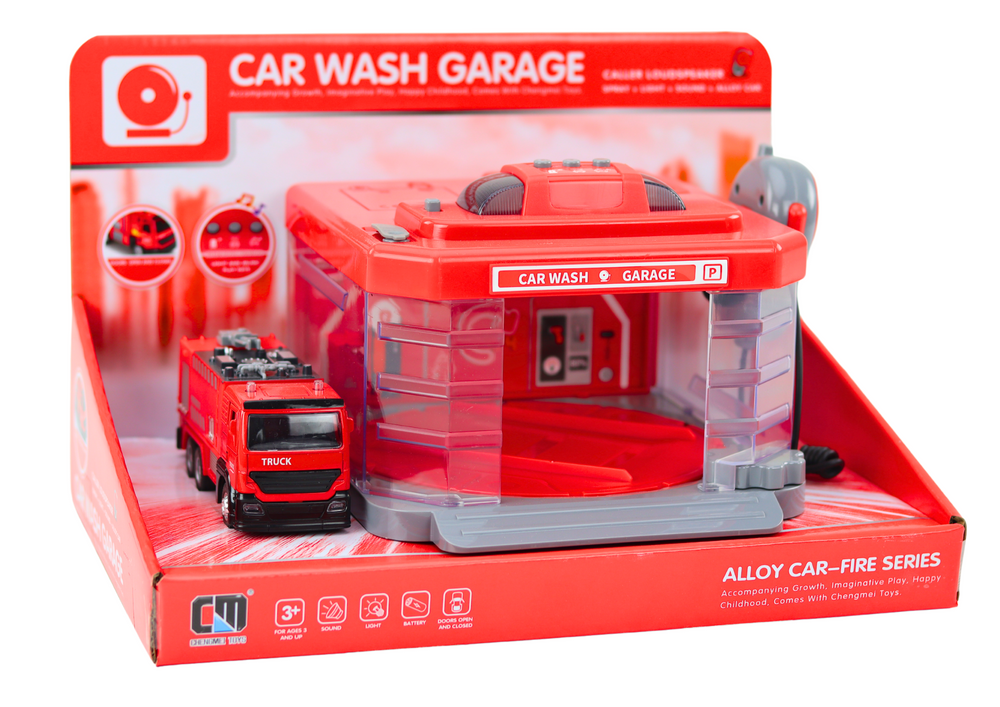 Conjunto bombeiros com walkie-talkie água luz som