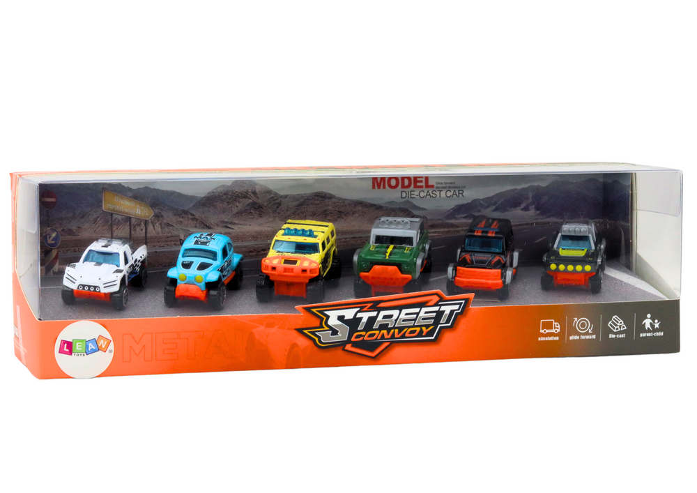 Conjunto carros metal todo-o-terreno 1:64 6 peças