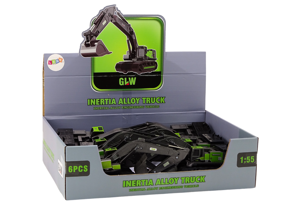 Escavadora lagartas balde metal 1:55 preto e verde (1 unidade)