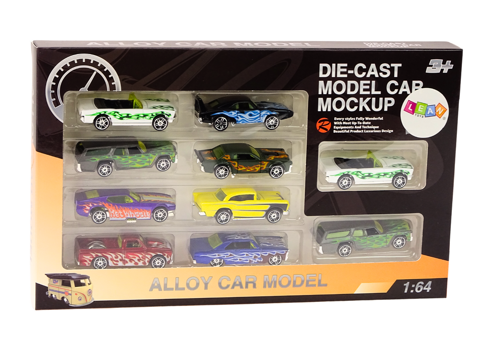Conjunto 10 carros mola metal 1:64