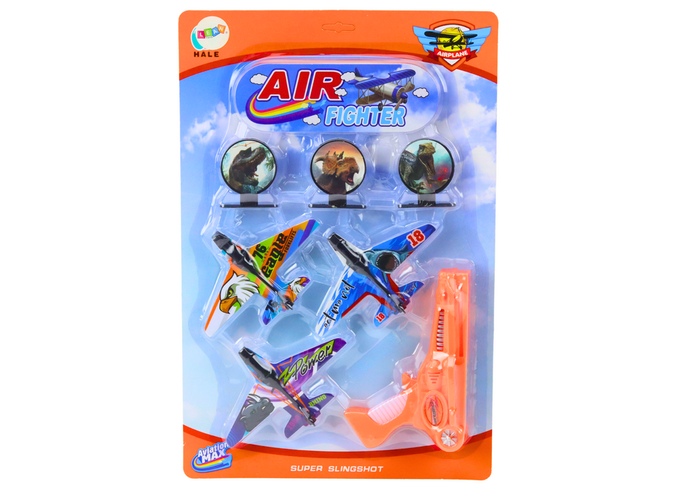 Lançador aviões com 3 aviões e escudos laranja