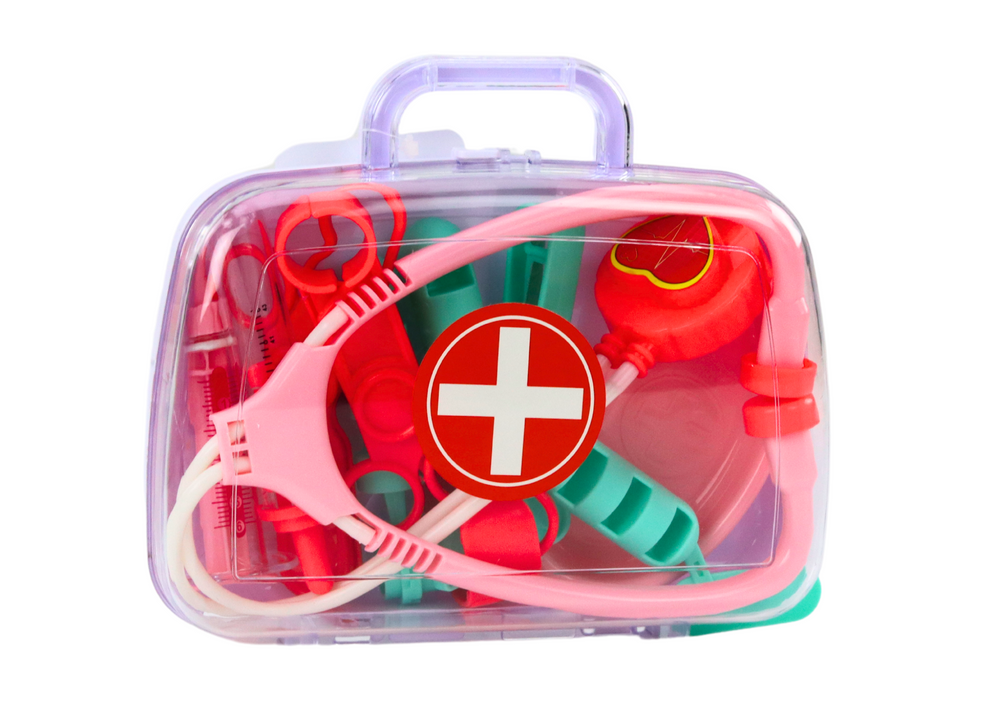 Kit primeiros socorros infantil mala médica rosa