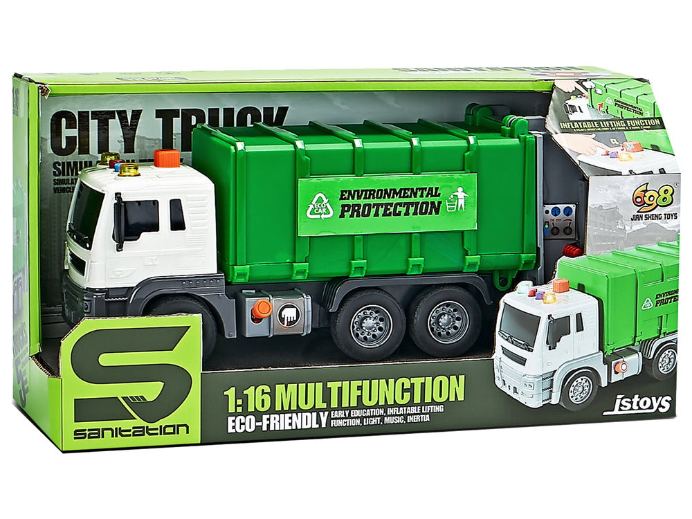 Camião lixo fricção 1:16 verde efeitos sonoros