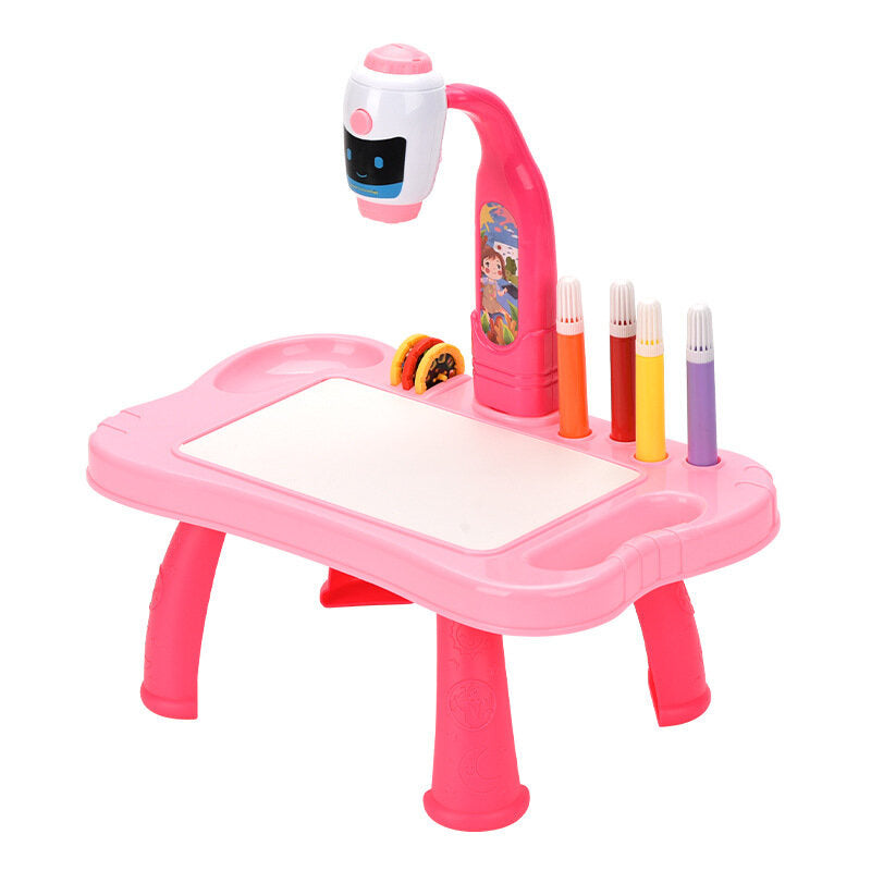 Mesa projetor robô 2 em 1 acessórios rosa