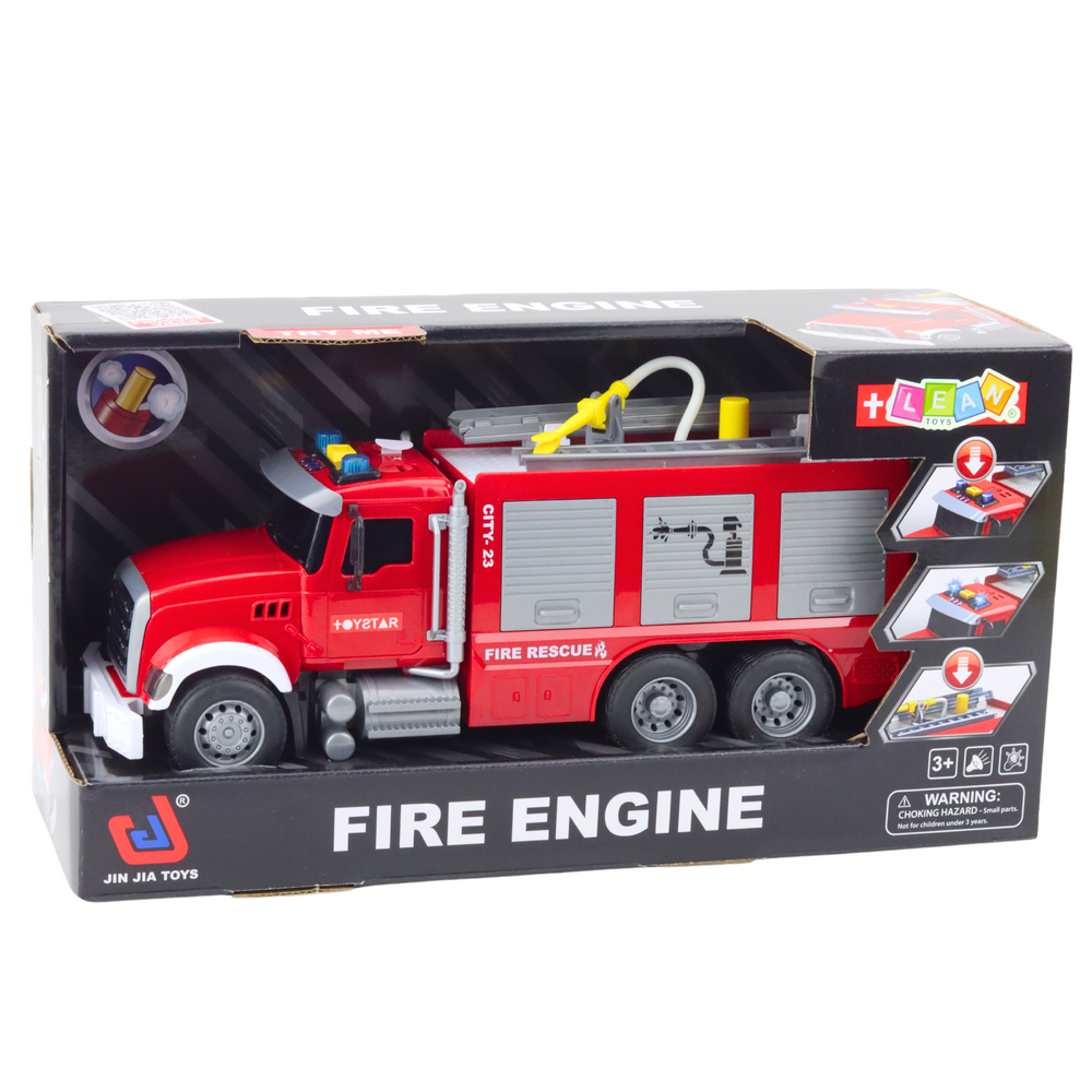 Camião de bombeiros vermelho com água, luzes e sons 1:14