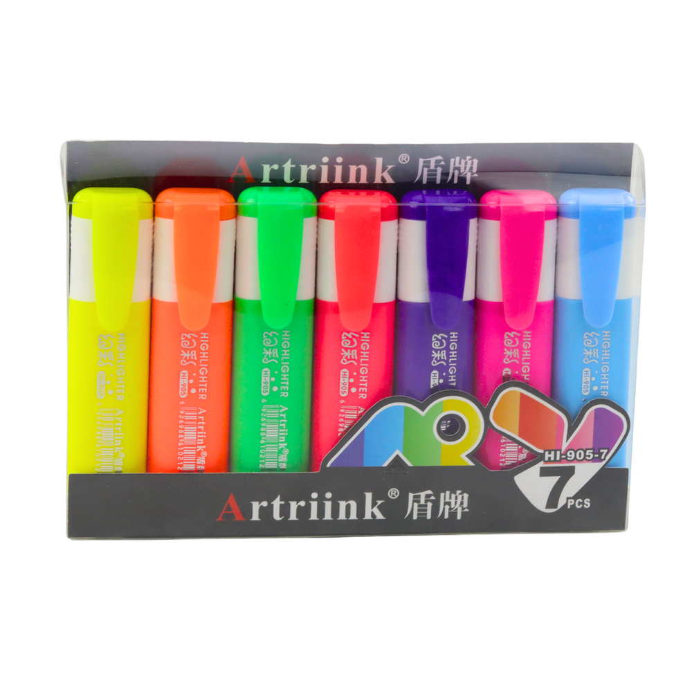 Conjunto de marcadores fluorescentes néon 7 un.
