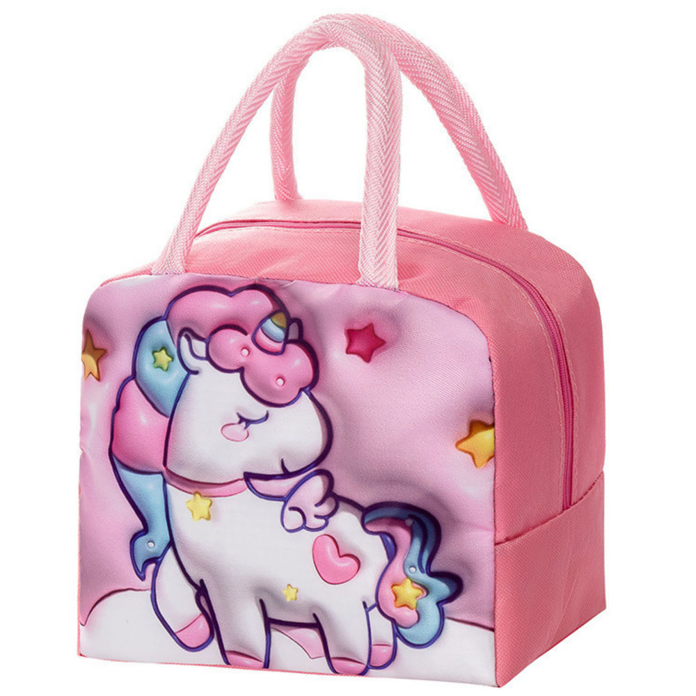 Saco térmico para lanche unicórnio rosa