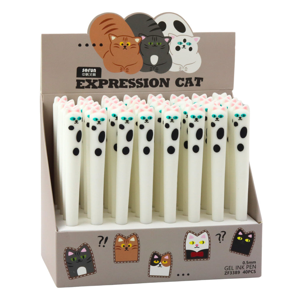 Caneta Gel Gato Tampa Remendos Branca 16,5cm (1 unidade, sortido)