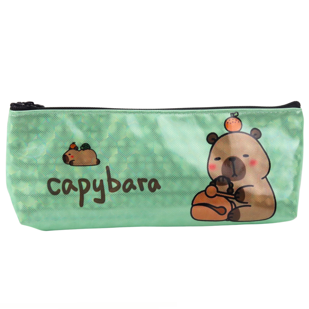 Estojo Escolar Capivara Verde Metalizado
