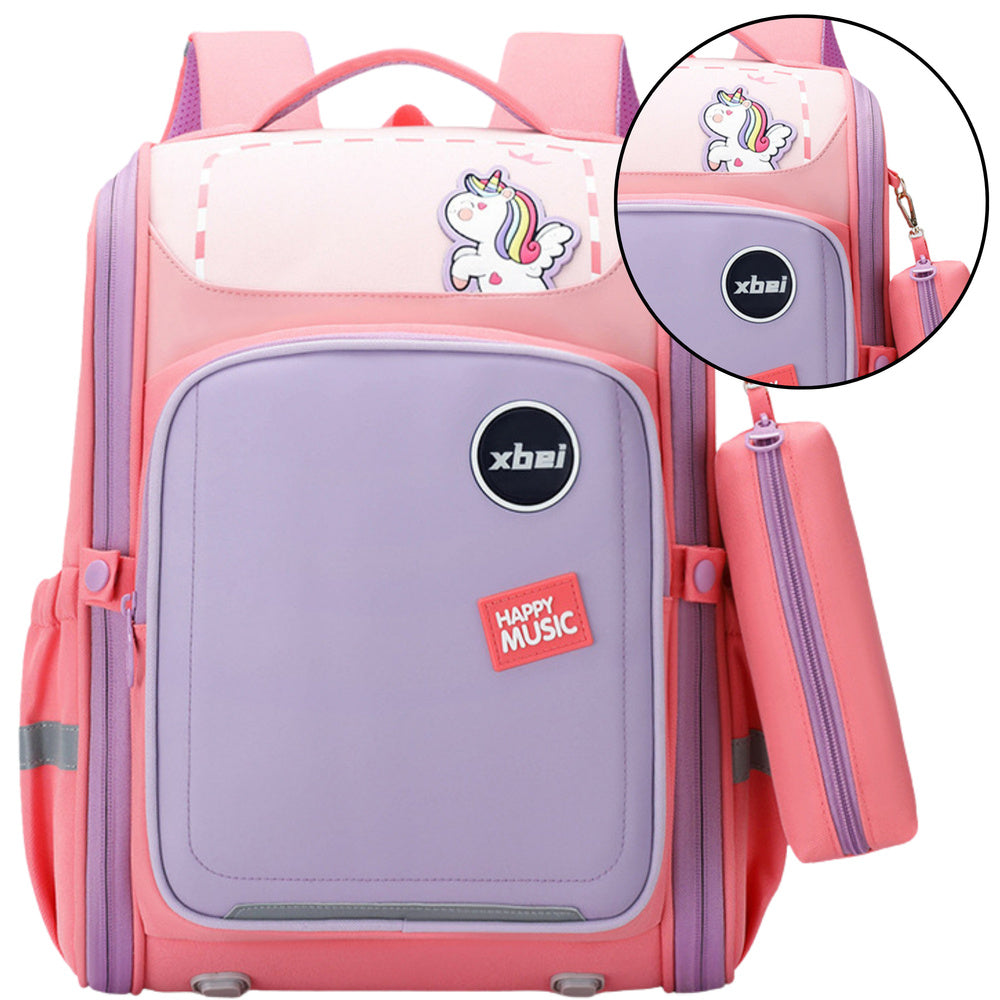 Mochila Escolar Unicórnio Rosa Pastel 21L 39cm