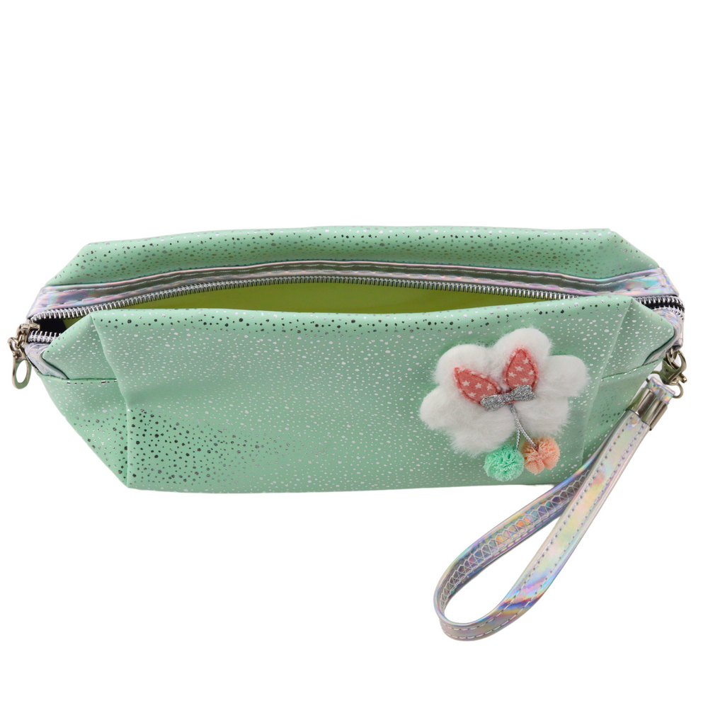 Necessaire Laço Turquesa Menta com Brilho