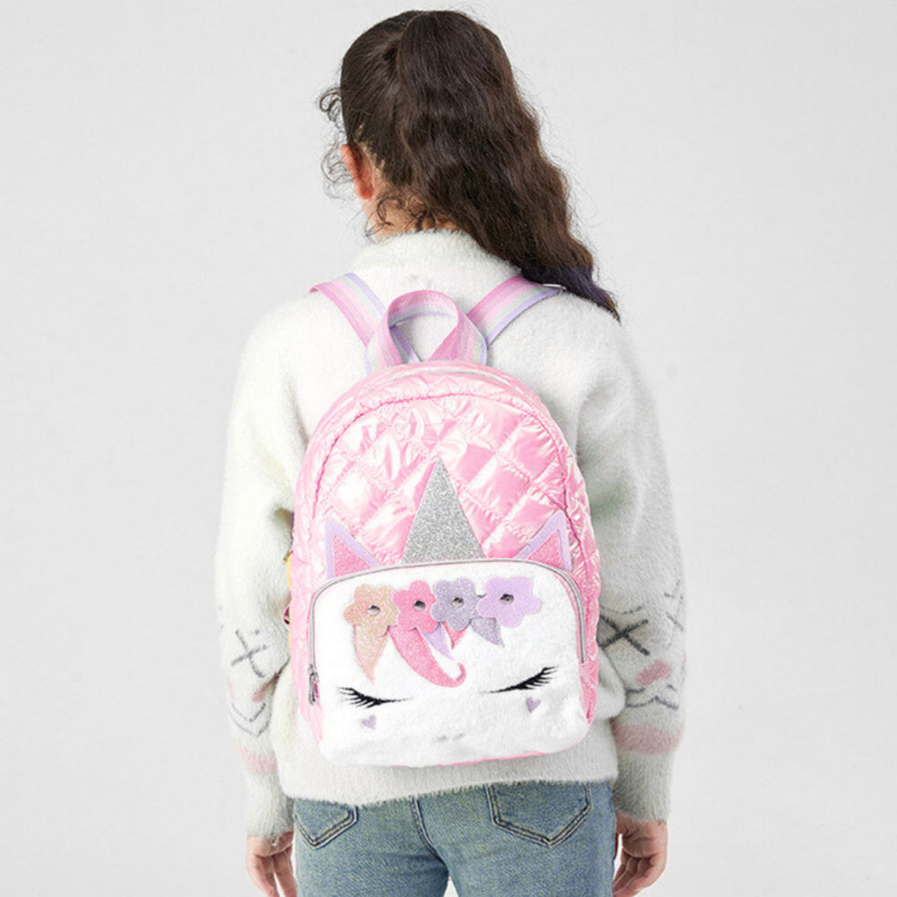 Mochila Acolchoada Unicórnio Amarela 32cm