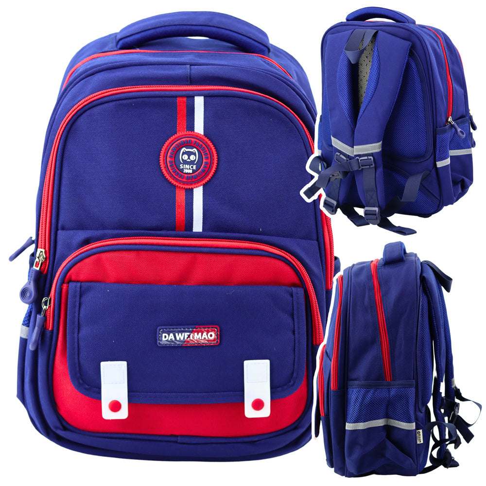 Mochila Escolar Azul Marinho Vermelho 20L 38cm