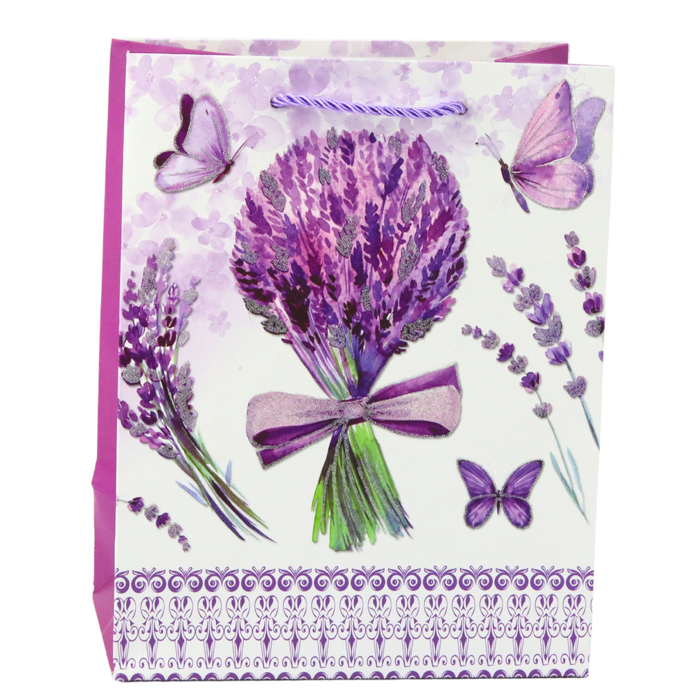 Saco de Presente Lavanda com Glitter 23x18x10,5cm (1 unidade, sortido)