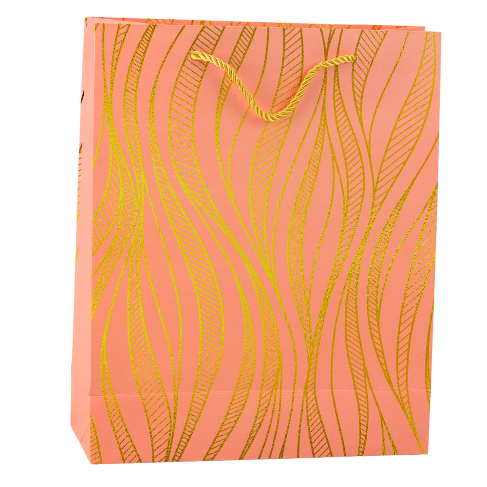 Saco de Presente Linhas Onduladas Douradas 32x26x12cm (1 unidade, sortido)