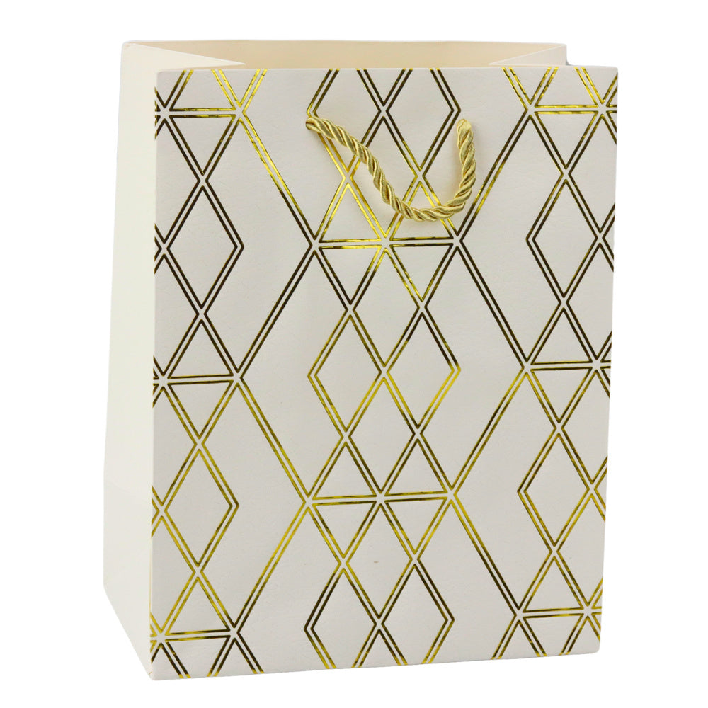Saco de Presente Padrão Dourado Elegante 23x18x10,5cm (1 unidade, sortido)