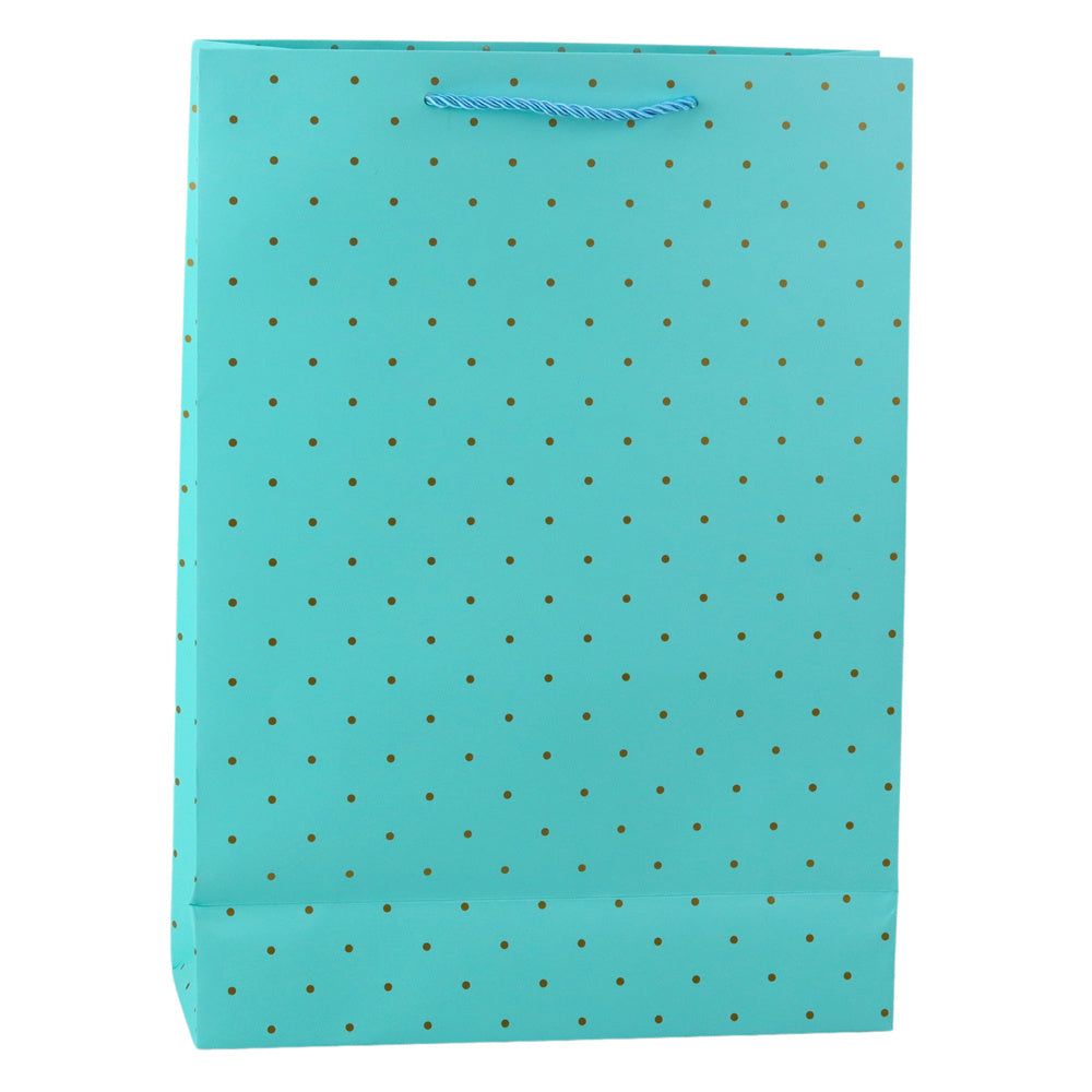 Saco de Presente Clássico com Bolinhas Douradas 41x30x12cm (1 unidade)