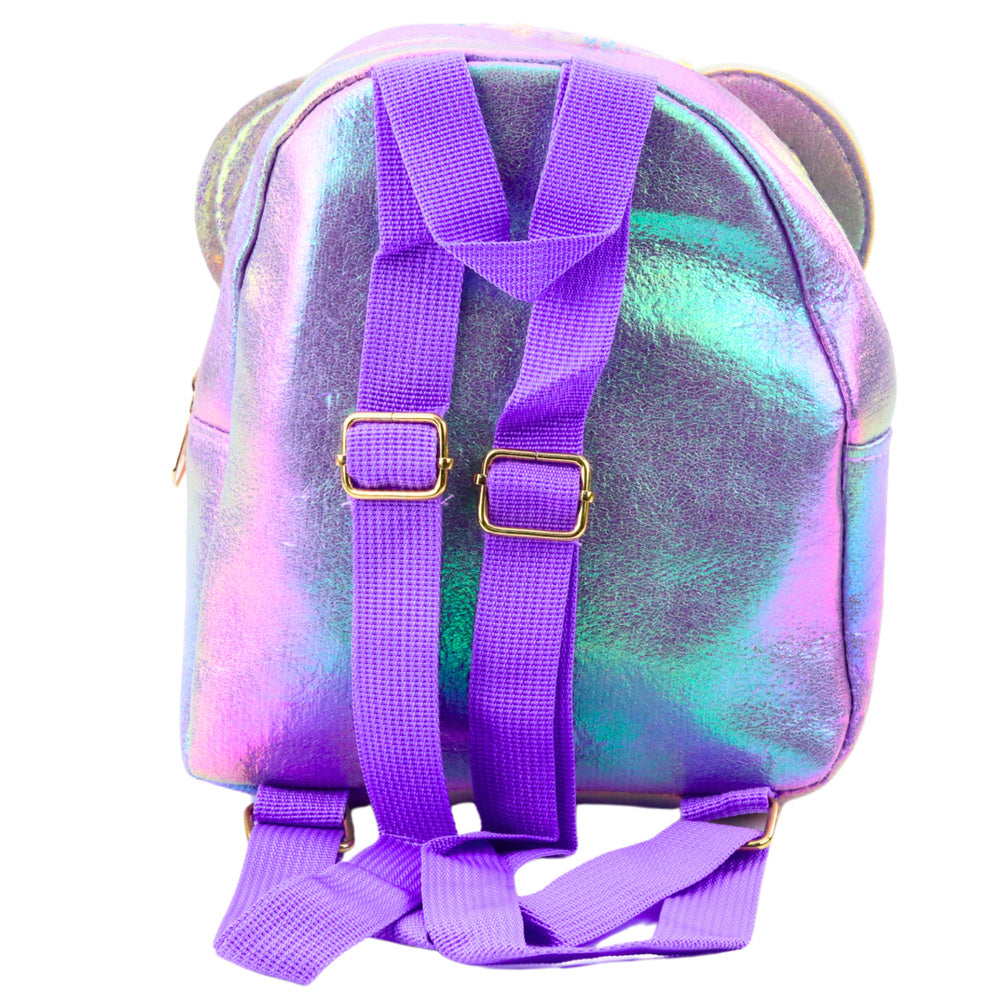 Mochila Infantil Orelhas de Rato com Lantejoulas Roxa 22cm 3L