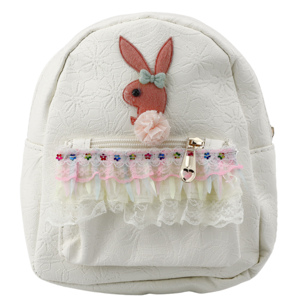 Mochila Infantil Coelho em Relevo com Folho Creme 20cm 2,5L