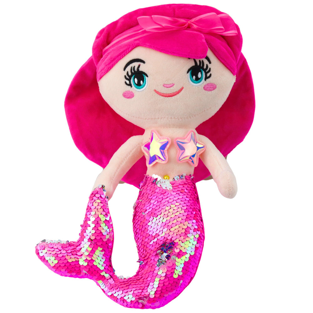 Peluche Sereia Cauda Lantejoulas Rosa 30cm