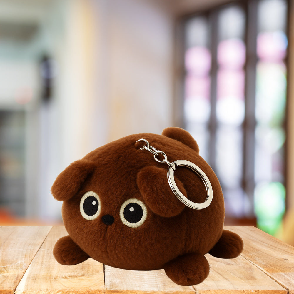 Porta-chaves Peluche Urso Castanho com Argola 9cm