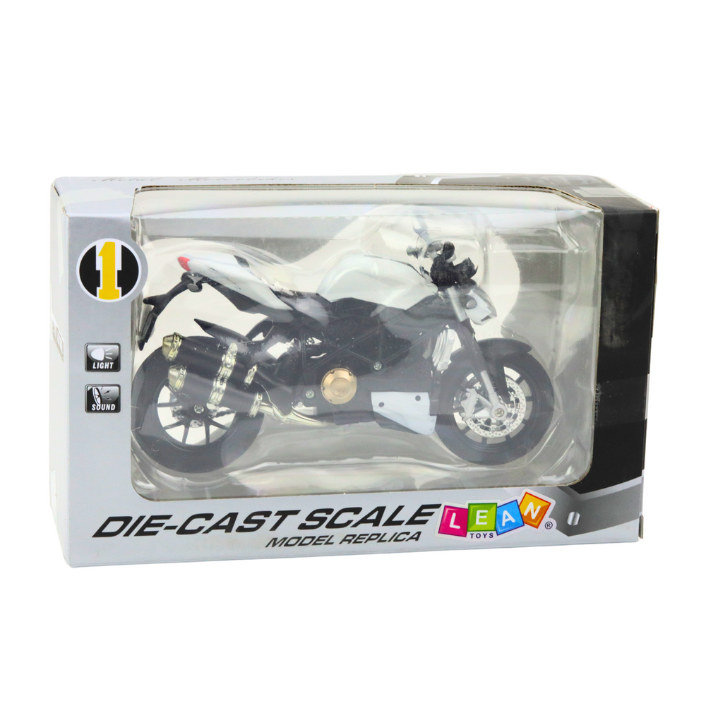 Mota Desportiva Metal Luzes e Sons Branca 1:12