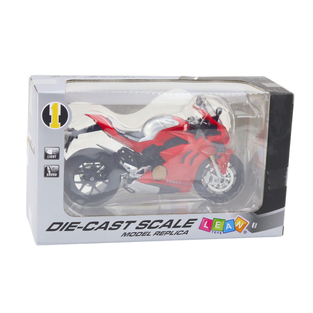 Mota Desportiva Metal Luzes e Sons Vermelha 1:12