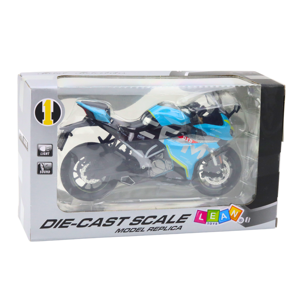 Mota Desportiva Metal Luzes e Sons Azul 1:12