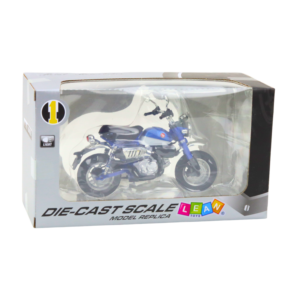 Mota Retro Clássica Metal Luzes Azul 1:12
