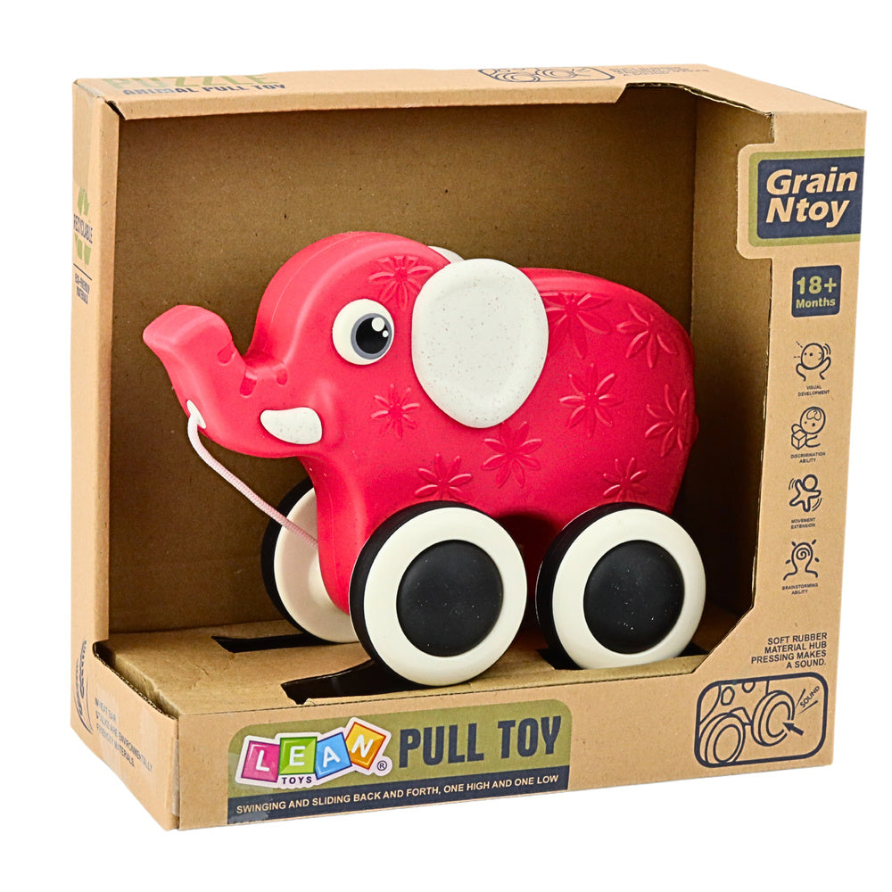 Elefante de Puxar com Apito Vermelho